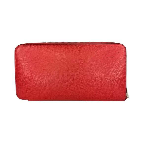 Hermès Silk-In Long Zip Wallet Red Epsom Leather Belt Strap Print Luxury Silk - Picture 3 of 16